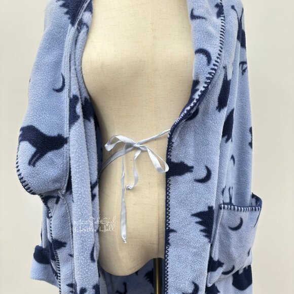 Amanda Stewart Country Blue Forest Animals Fleece Robe with Belt - Picture 7 of 9